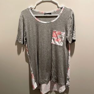 Women’s Floral Gray Pocket Tee Shirt